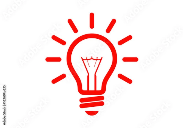 Fototapeta Simple Red Lightbulb Graphic on a White Background