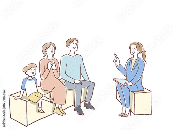 Fototapeta スーツを着た女性と家族