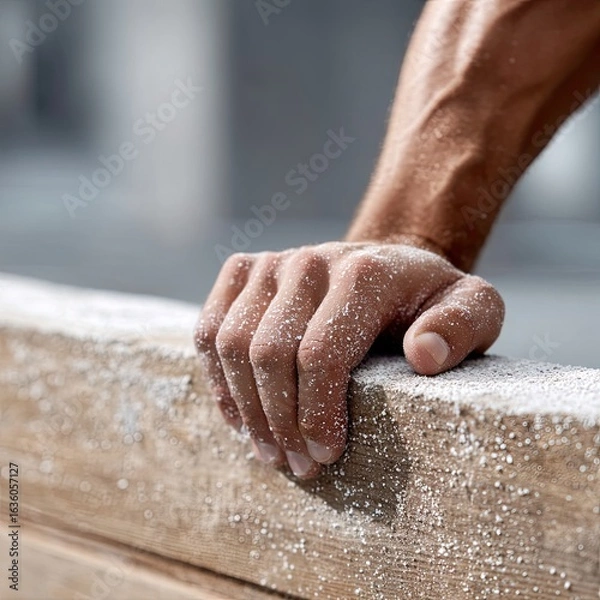 Fototapeta Close Up of Athlete's Hand Gripping Starting Block