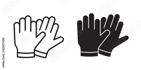 Fototapeta Medical Gloves icon' Pair of latex gloves for packaging design. Linear icon of two hands. Black simple illustration of disposable medical protection against virus. Contour isolated vector emblem 