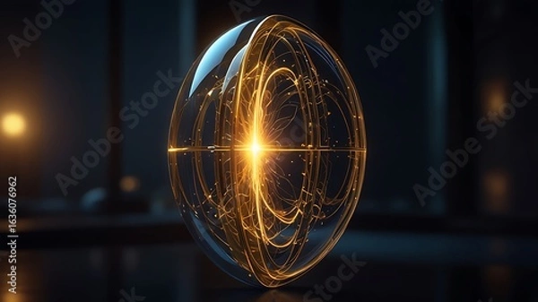 Obraz Energetic Orb with Glowing Light Effects in Dark Space