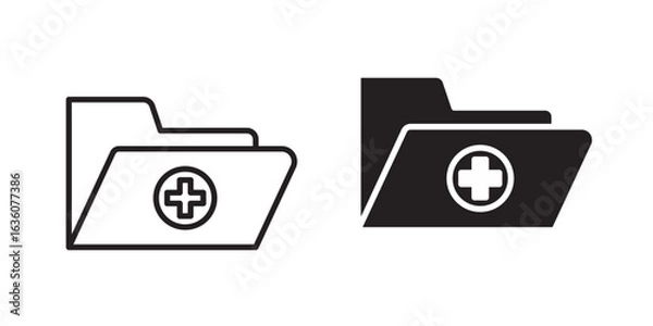 Fototapeta Medical File Folder icon 'Stroke and fill Health Record Folder Icon Vector Illustration Logo Template on white background