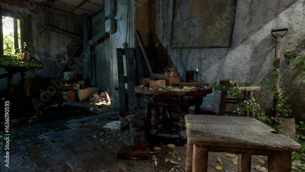 Fototapeta 見捨てられた家　光の残響