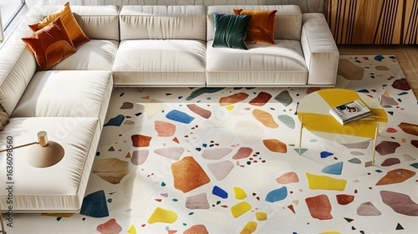 Fototapeta terrazzo pattern inspired carpet with colorful fragments