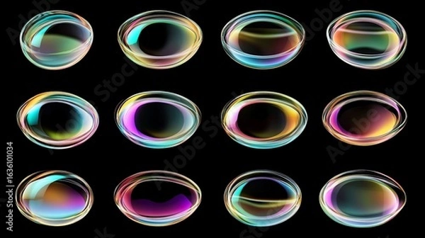 Fototapeta Assorted round stickers generated through the use of 3D rendering and stock