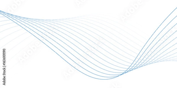 Fototapeta Futuristic Blue Sound Wave Line Background with Elegant Curves and Blend Swirls
