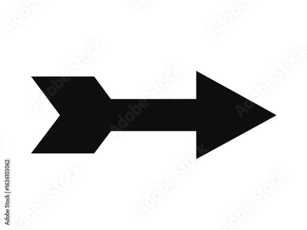 Fototapeta A bold black arrow pointing to the right in a clean silhouette style