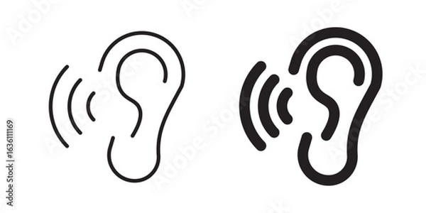 Fototapeta Ear Icon stroke and fill Simple Ear, hearing logo icon vector design on white background