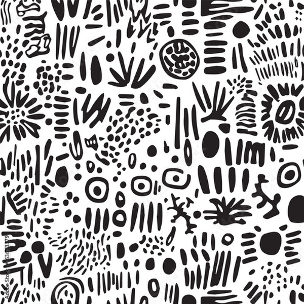 Obraz seamless monochrome pattern with flowers