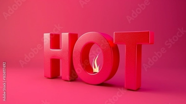 Fototapeta word hot in bold red letters on fuchsia pink background