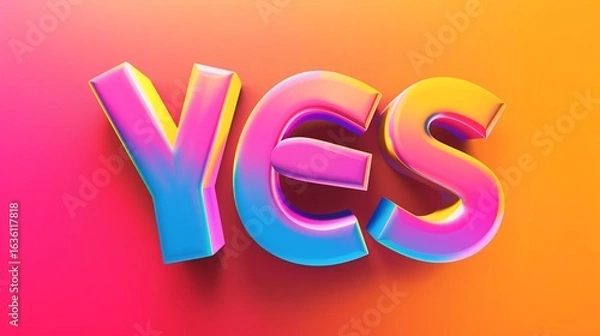 Fototapeta word yes in bold sans-serif type on vibrant gradient background