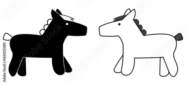 Fototapeta シンプル馬アイコン　モノクロ