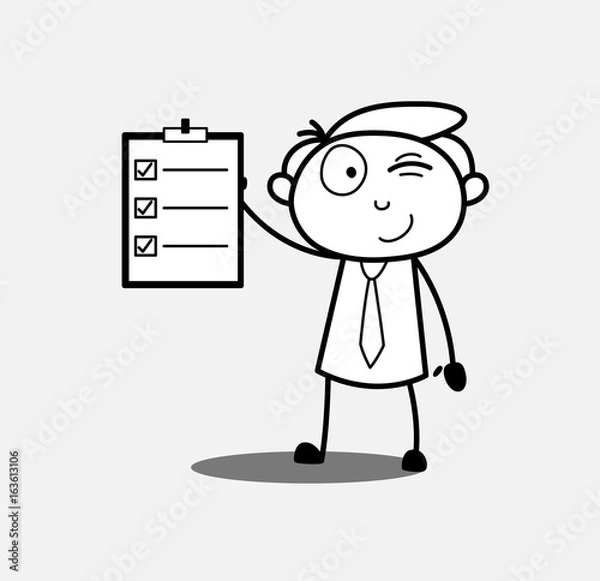 Fototapeta Naughty Employee Showing a List of Works