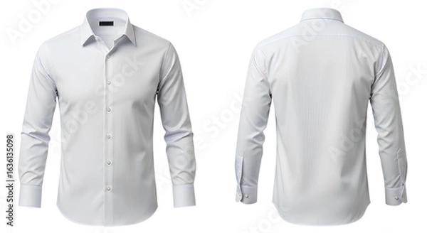 Obraz Blank white male formal shirt mockup, front and back view, isolated png