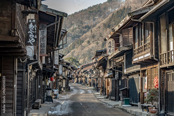 Obraz 秋の奈良井宿