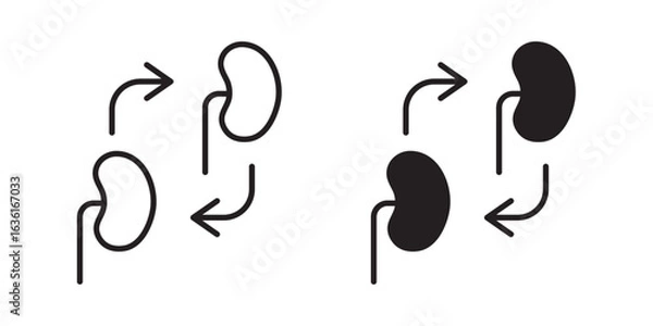 Fototapeta Organ Transplant Icon stroke and fill. Organ donation pixel perfect linear icon. Living, deceased body parts offer. Tissues transplantation. Thin line illustration. Contour symbol. Vector outline draw