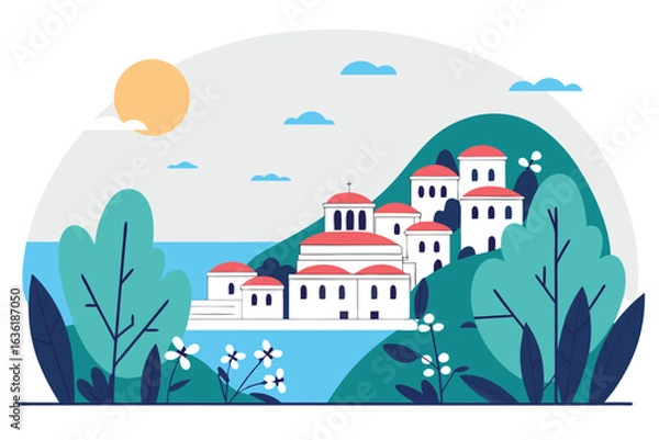 Fototapeta landscape with houses