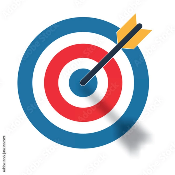 Obraz Bullseye Conceptual Illustration of Arrow Hitting Center of Red and Blue Target