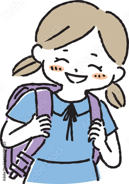 Obraz ランドセルを背負う笑顔の女の子