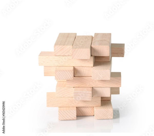 Fototapeta playing  wood blocks stack game