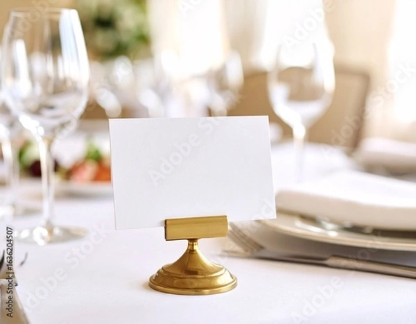 Obraz Blank place card on a formal dining table