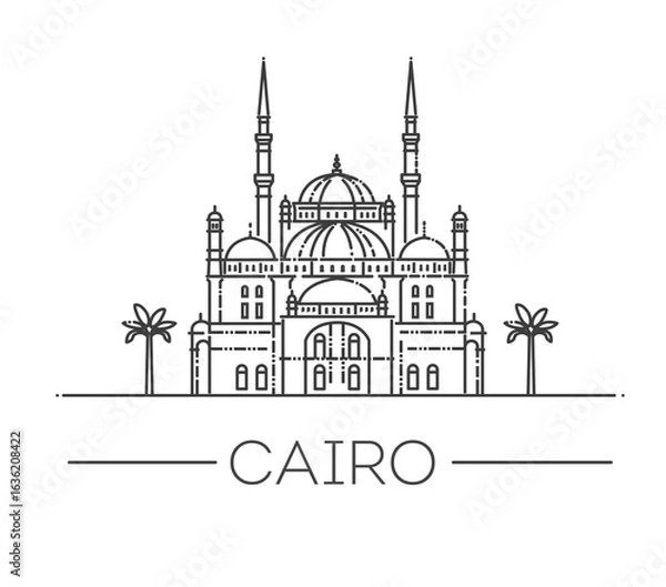 Obraz MUHAMMAD ALI MOSQUE Landmark. Vector outline illustration
