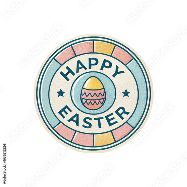 Obraz Happy Easter Badge with Colorful Egg Design