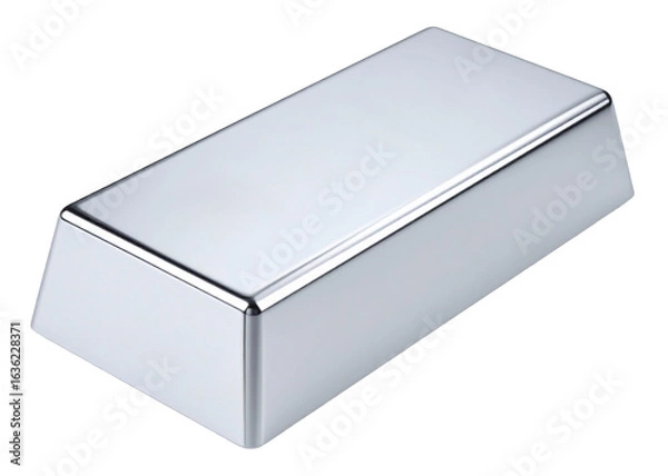 Obraz a blank silver bar ingot isolated on white background
