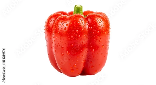 Fototapeta Fresh red bell pepper isolated on transparent background, a vibrant and healthy vegetable for cooking, salads, and organic nutrition, representing farmfresh goodness