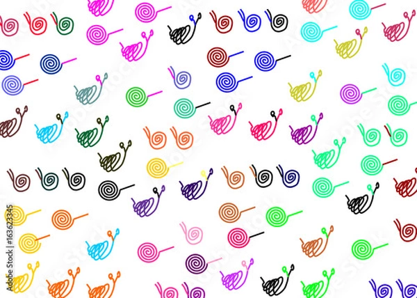 Fototapeta Design work, schematic snails, different shades, colorful