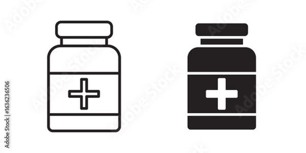Fototapeta Medicine bottle icon Vector illustration stroke and fill on whtie background