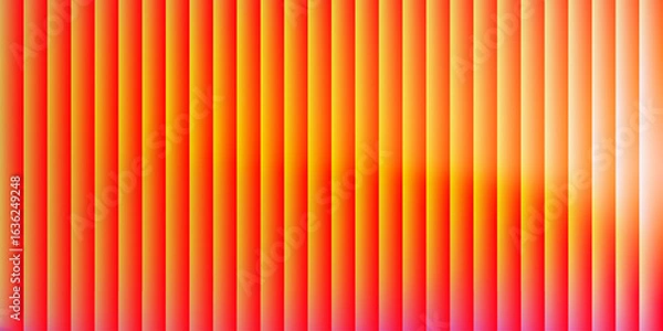 Obraz Reeded glass trendy modern geometric background with blur juicy summer gradient in yellow, orange and red. Ribbed vertical stripes futuristic vector illustration ideal for social media, branding, web