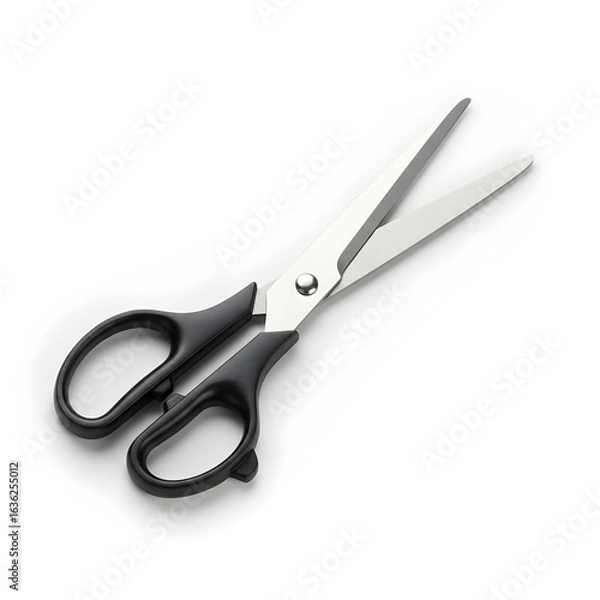 Fototapeta Black Handle Scissors Isolated on White Background