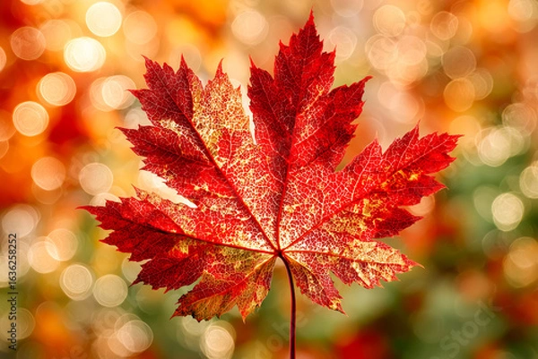 Obraz 落ち葉の透過光イメージ素材.Generative AI