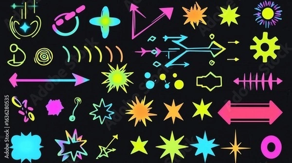 Fototapeta Neon Glow Graphic Elements Collection