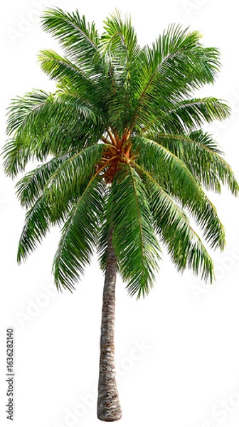 Fototapeta Coconut palm tree on a white isolated background.