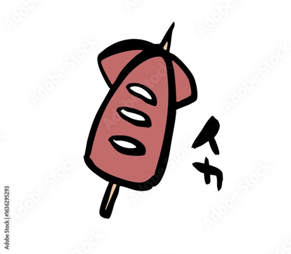 Obraz 筆絵　祭りのイカ焼き