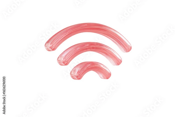 Fototapeta Pink wifi symbol isolated on transparent background made of brush strokes