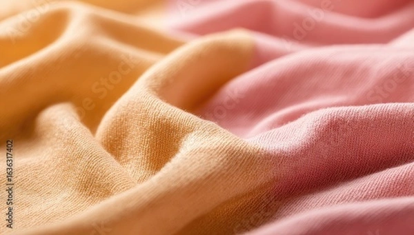 Obraz Close-up of soft, draped fabric in peach and coral tones