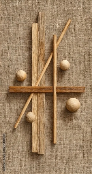 Obraz Geometric wooden forms on linen