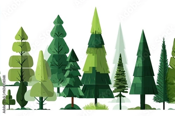 Obraz Forest scene with various stylized trees