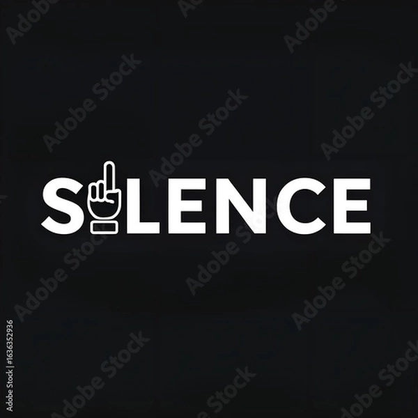 Fototapeta Minimalist Typography Silence Logo