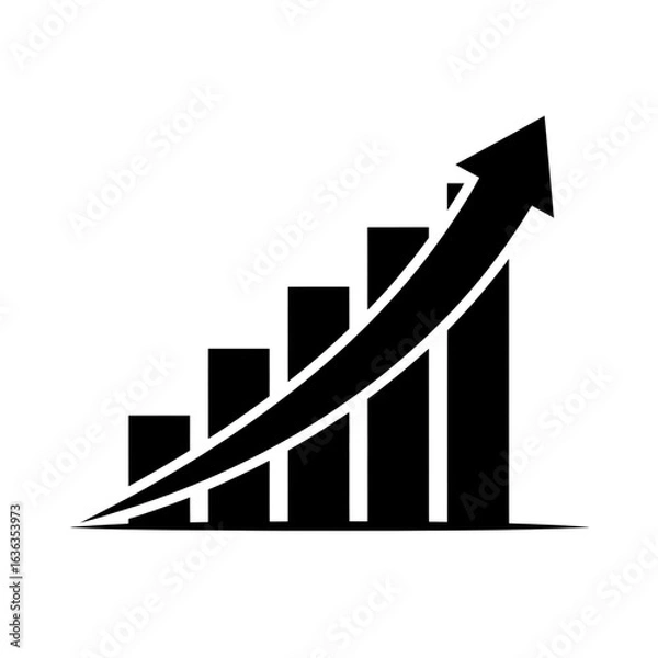 Fototapeta Dynamic financial growth chart with upward arrow signifying progress and success in modern business strategy and investment planning