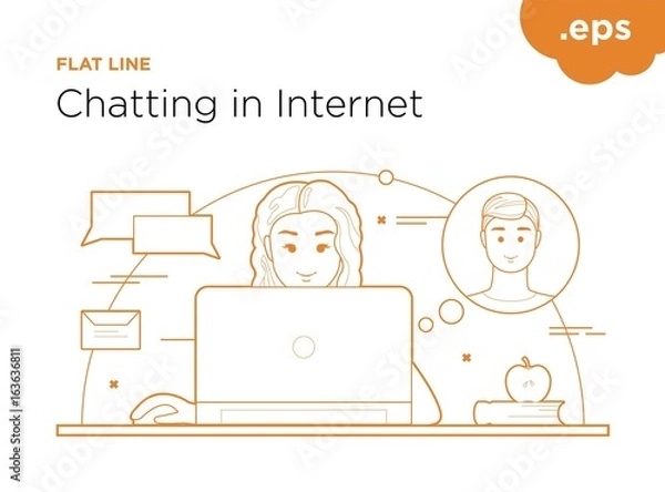 Fototapeta Communication on the Internet by the lines of flat