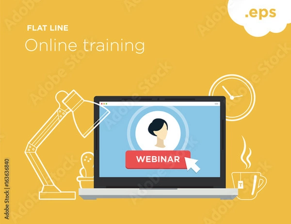 Obraz Illustration for online training webinar.  Online flat-line training