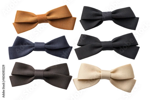 Fototapeta Stylish Bows Collection: A collection of chic and elegant bows. A versatile accent for fashion, gifts, or crafting projects. Featuring a range of textures and hues, from tan to black. 