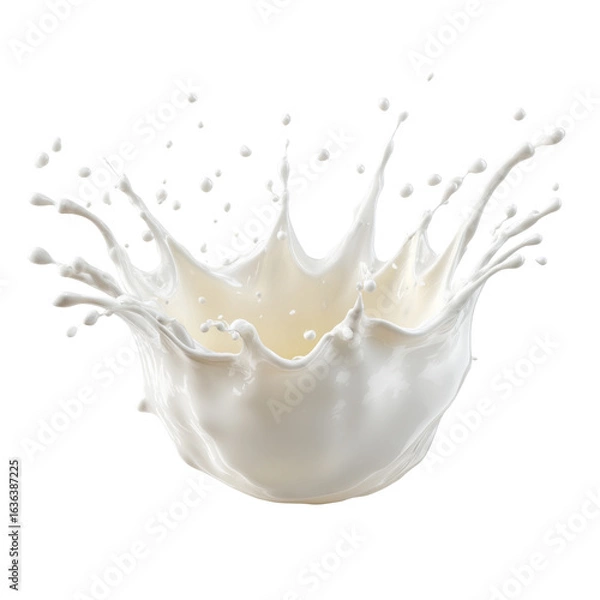 Fototapeta dynamic splash of milk creates eye catching visual effect, showcasing droplets and waves in mid air. This captures essence of motion and fluidity