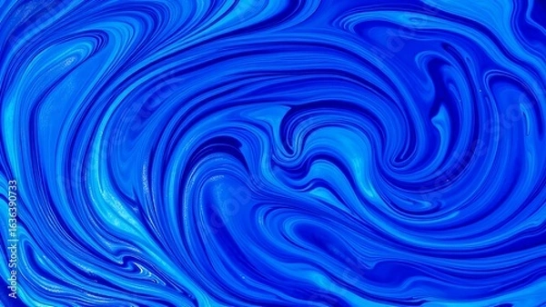 Obraz 深みのある鮮やかな青のマーブル模様が渦巻く抽象背景