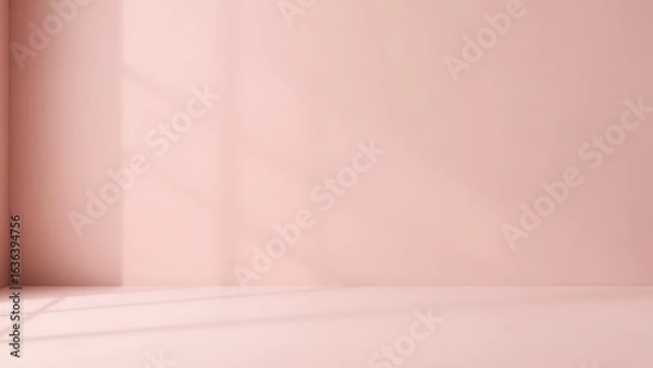 Obraz 光と影が織りなすピンクの壁、ミニマル空間のプロダクト背景