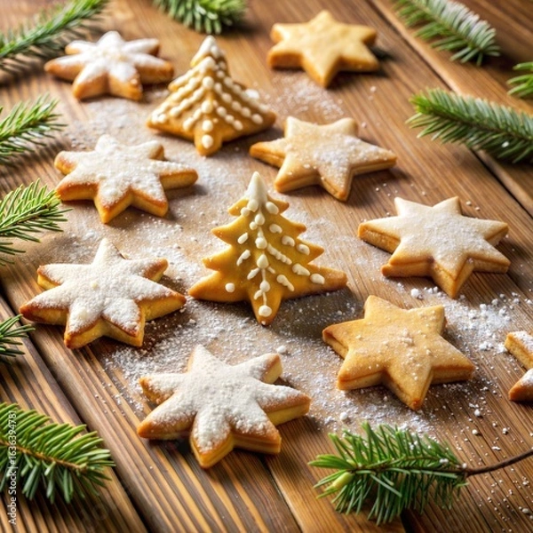 Fototapeta Festive Reindeer with Bright Red Nose in Winter Scene